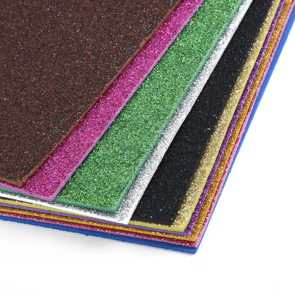 10pcs Glitter EVA Foam Paper Sheets | Soft Sponge Touch Craft Paper for Kids DIY