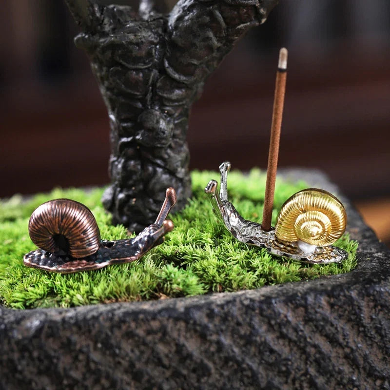 Dragon Turtle Incense Holder | Brass Alloy Incense Burner with Snail Sculpture
