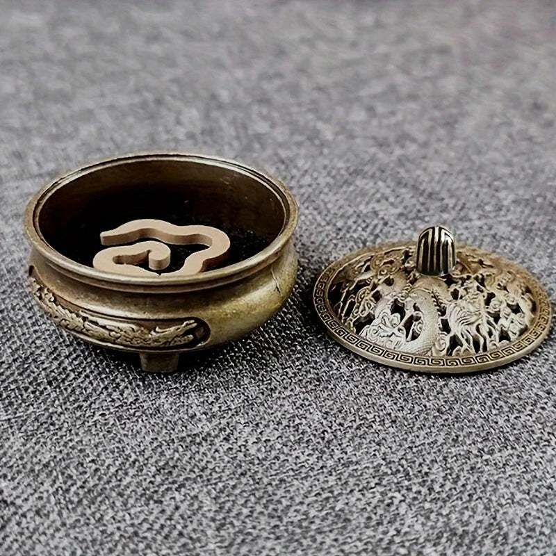 Mini Alloy Antique Three-legged Aromatherapy Stove | DIY Incense Burner for Tea Ceremony Decor