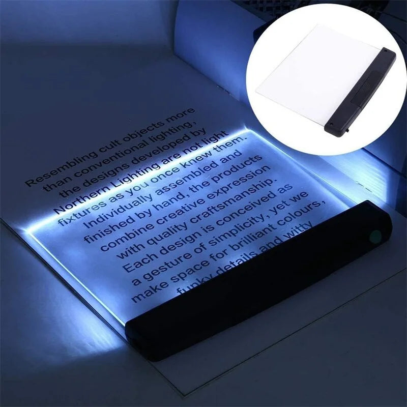 Flat Panel LED Book Light | Eye-Caring Portable Reading Lamp for Bed Travel