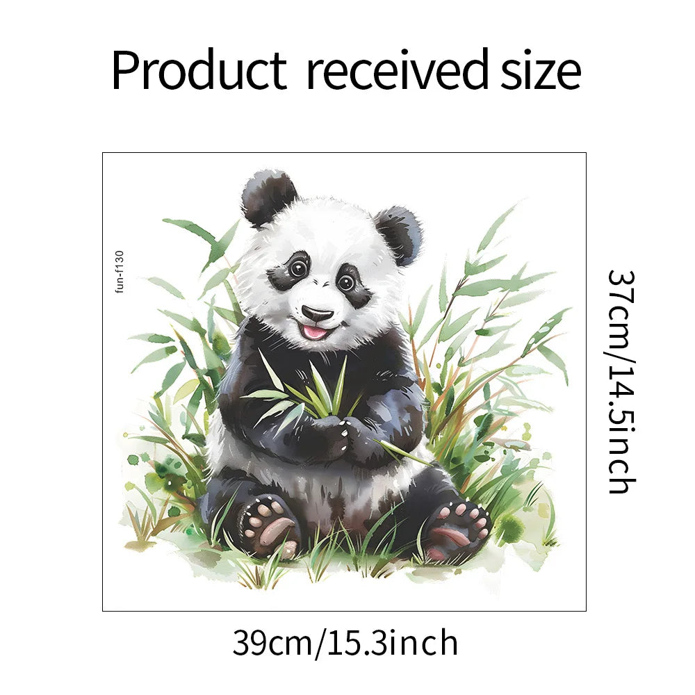 Panda Wall Decal for Kids Room | Cute Bamboo Eating Animal Sticker