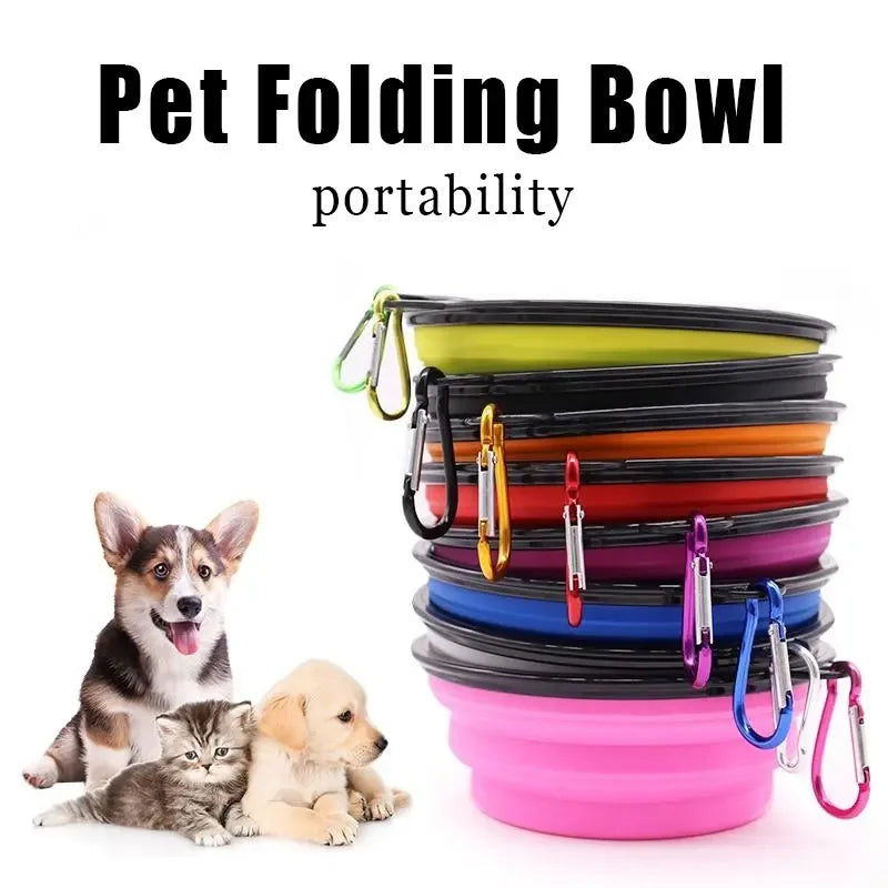 Collapsible Pet Silicone Dog Bowl | Portable Travel Food and Water Bowl with Carabiner