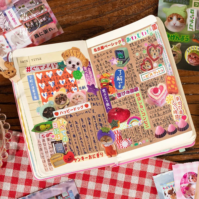 Mr. Paper Cute Foods Scrapbooking Sticker Book | Vintage Fruit Cake Sticker Set for DIY Crafts