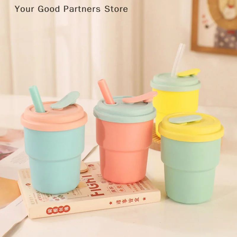 400ml Coffee Mug with Lid and Straw | Leak-Proof Portable Travel Cup