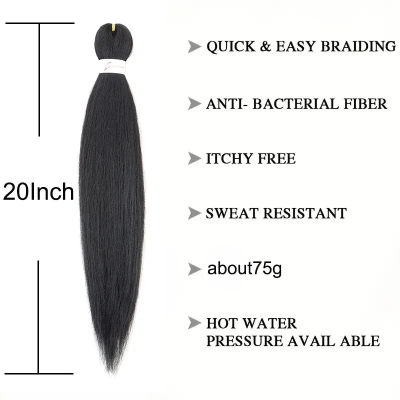 20 Inch Pre Stretched Braiding Hair | Yaki Straight Ombre EZ Braid for Black Women