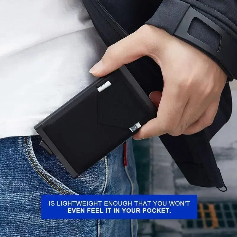 DIENQI RFID Credit Card Holder | Slim Pop-Up Metal Wallet