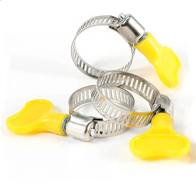 5 Pcs 8-44mm Adjustable Yellow Plastic Handle Hose Clamps | Stainless Steel Worm Drive Pipe Clips