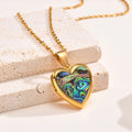 Custom Photo Heart Pendant | Abalone Shell Stainless Steel Necklace