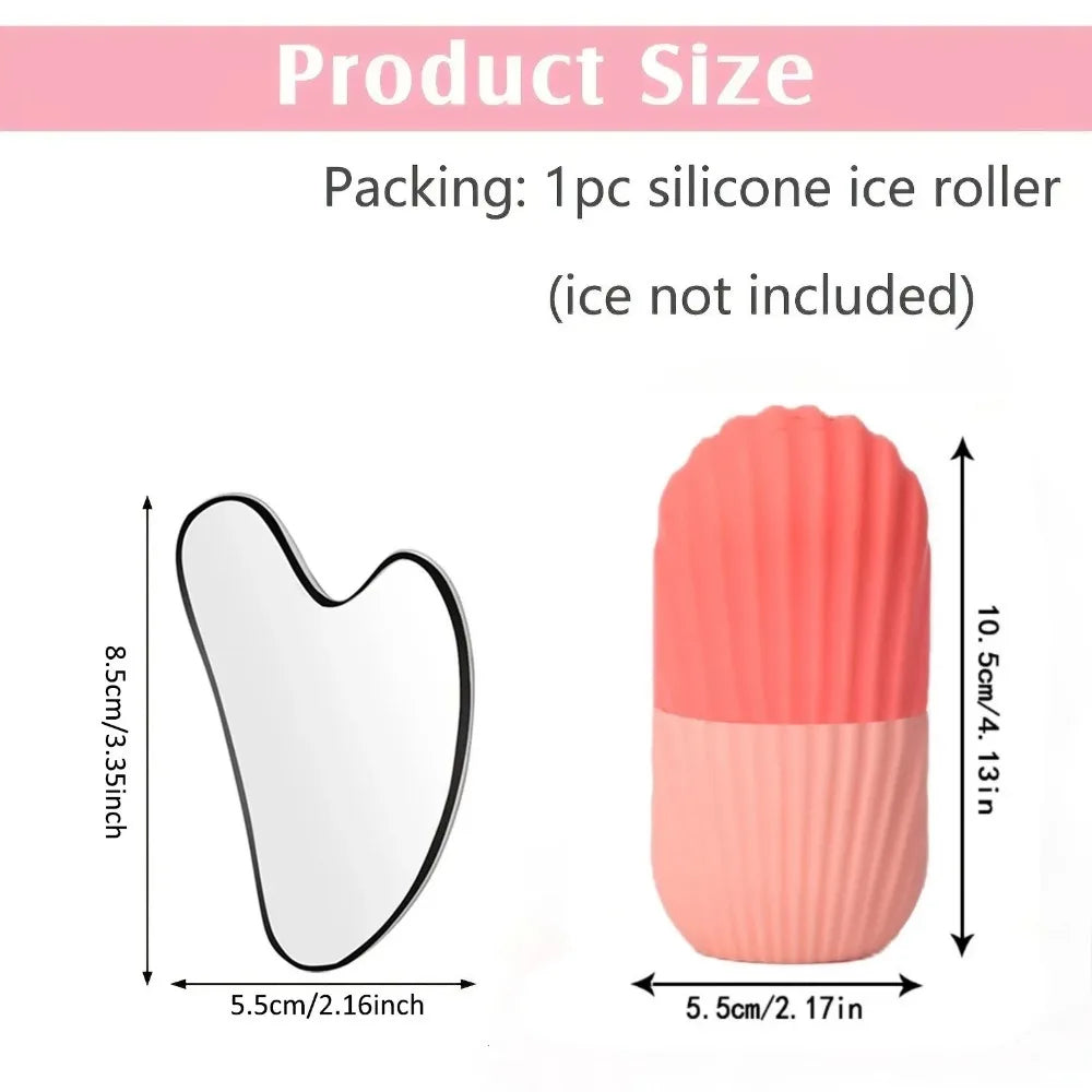 Ice Face Roller and Gua Sha Set | Stainless Steel Facial Massage Tools