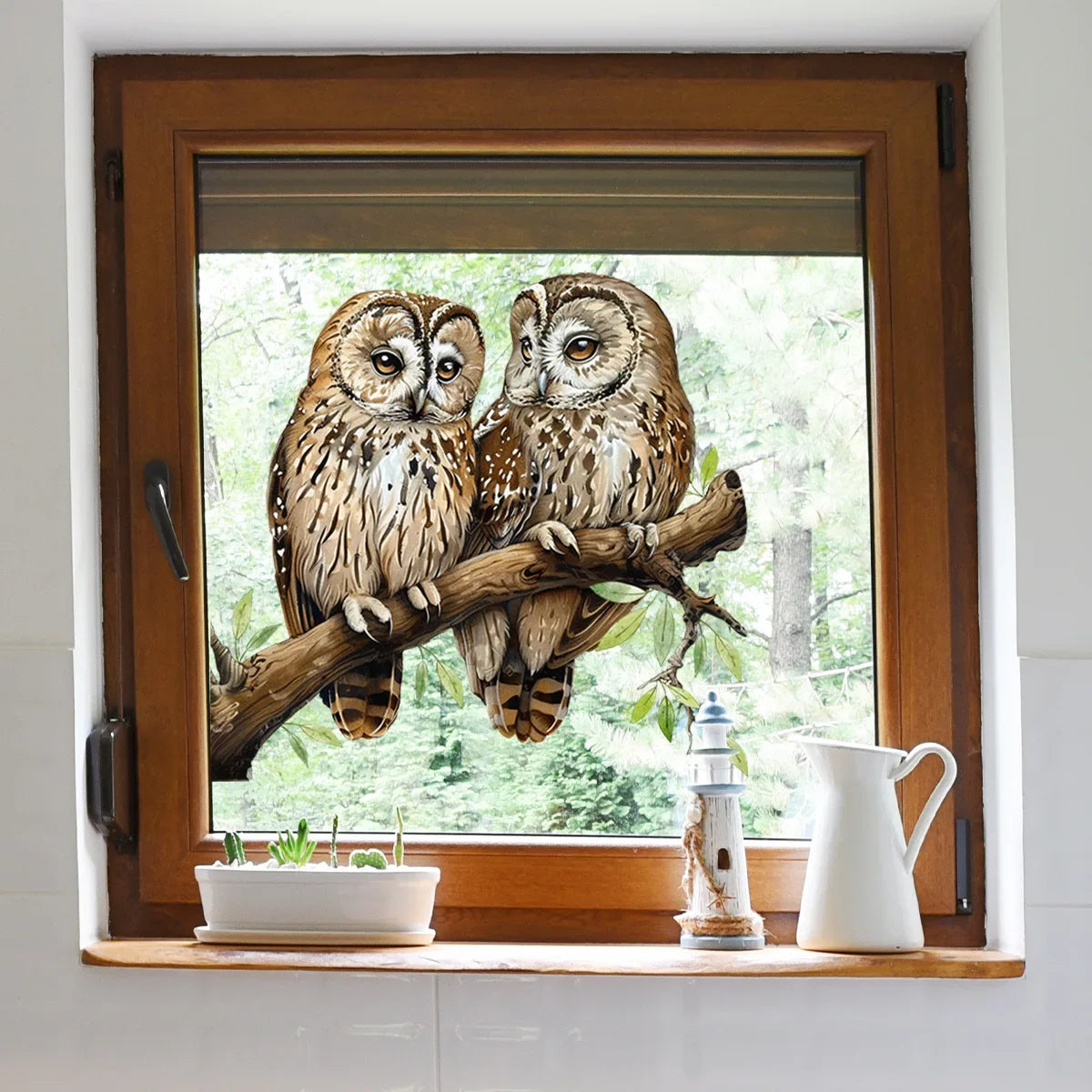 Owl Flower Branch Wall Stickers | Self-Adhesive Animal Wall Decals for Living Room