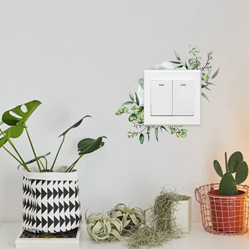 Plant Flower Switch Wall Sticker | Self-Adhesive PVC Wall Decal