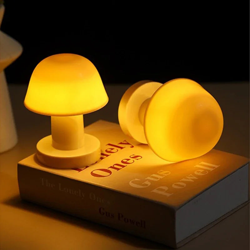 Mini Mushroom LED Night Light | Battery Powered Portable Desk Lamp for Bedroom Decor
