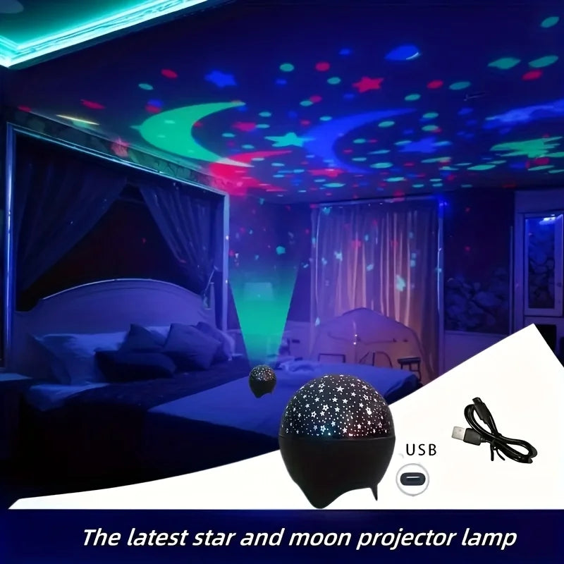 Starry Sky Projector Light | USB Moon Night Light for Kids Room Decor