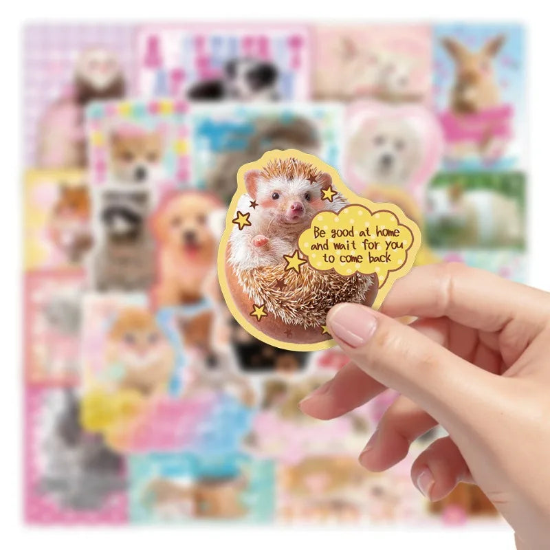 50pcs Cute Real Animal Sticker Set | Kawaii Scrapbook Decals for DIY Decor