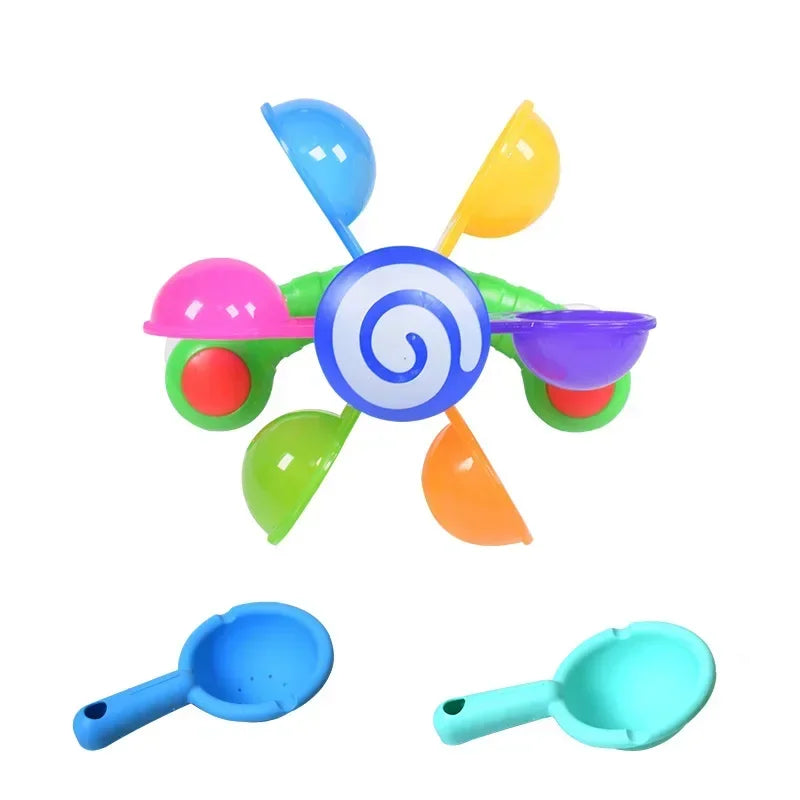 Rainbow Windmill Toddlers Bathing Sucker Water Spray Toy | Colorful Waterwheel Baby Bath Toy Set