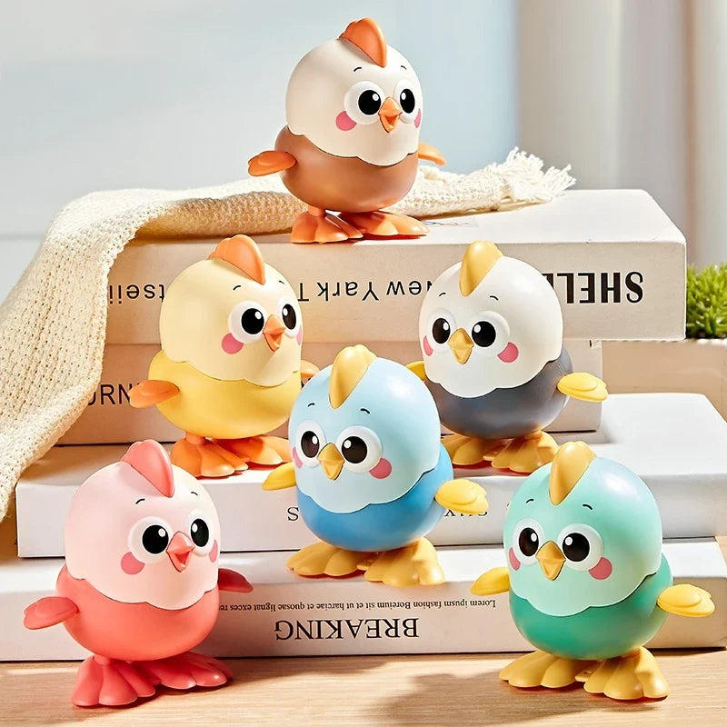 Clockwork Chick Toy on Chain | Wind-Up Crawling Chicken for Baby