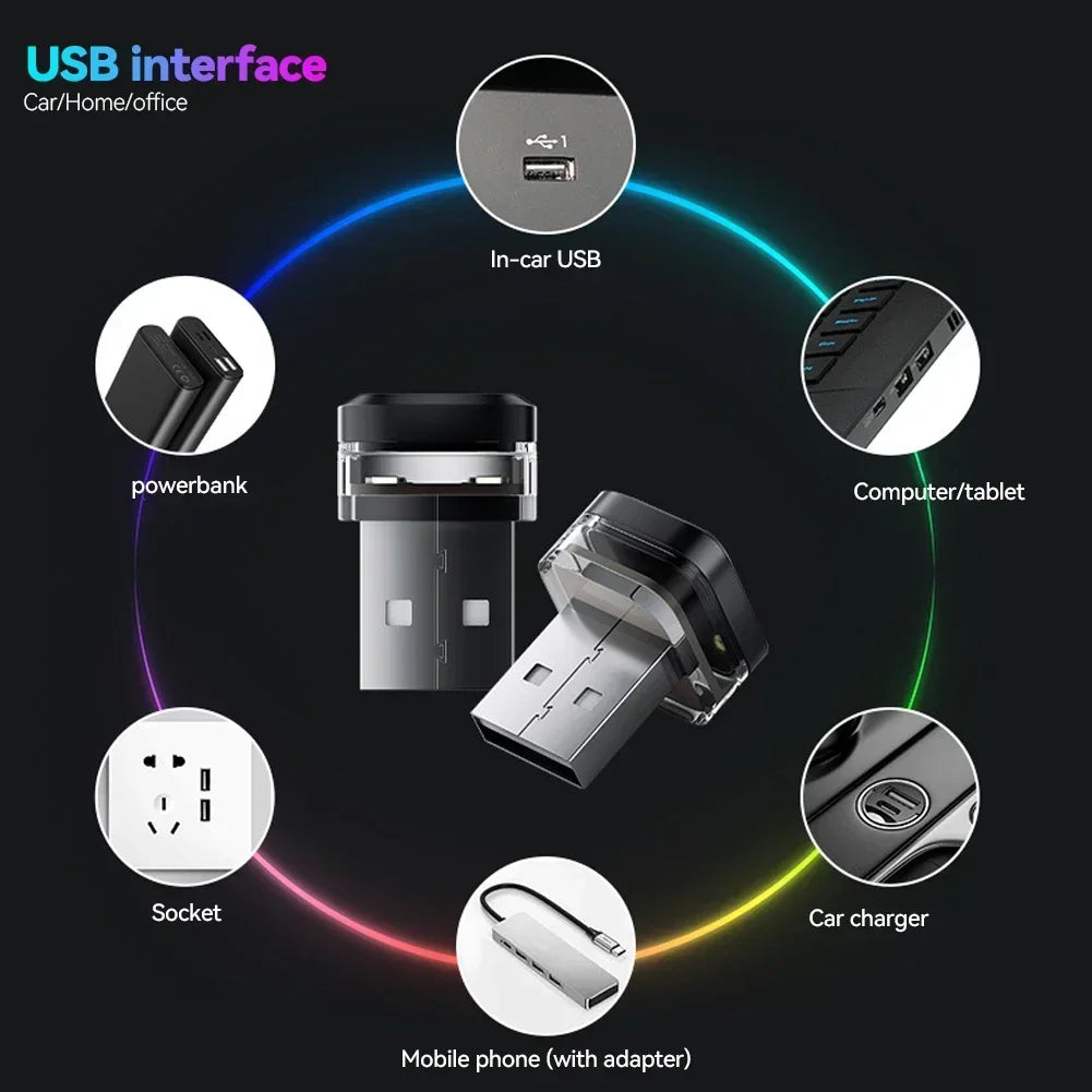 Mini USB Car LED Atmosphere Light | DC 5V USB Interior Lamp for Car, Laptop, and Keyboard