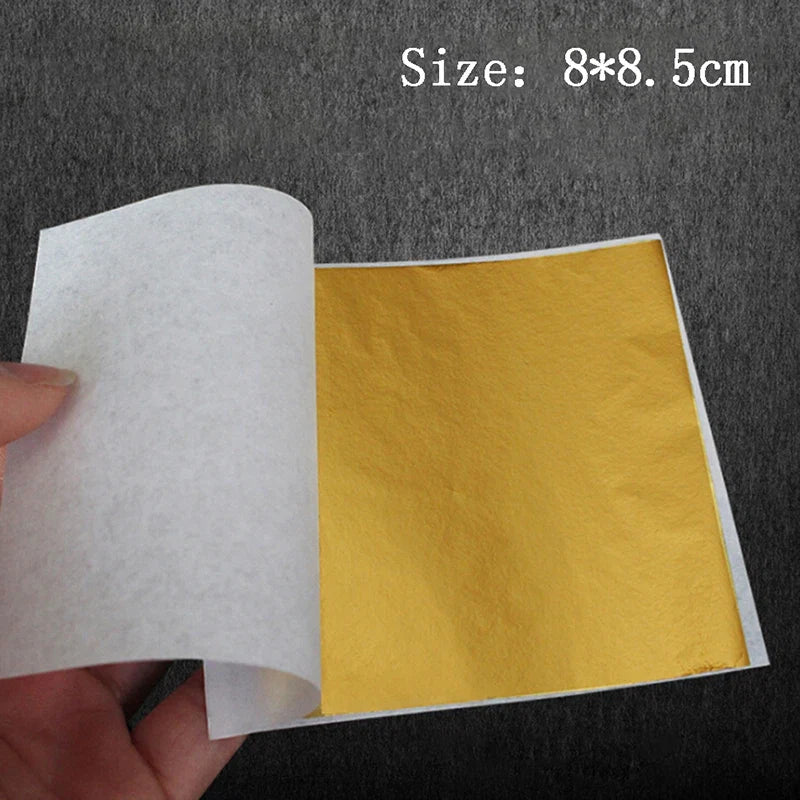100 Sheets 24K Gold Foil Leaf for Gilding, Food Decor, and Craft | DIY Scrapbooking Supplies