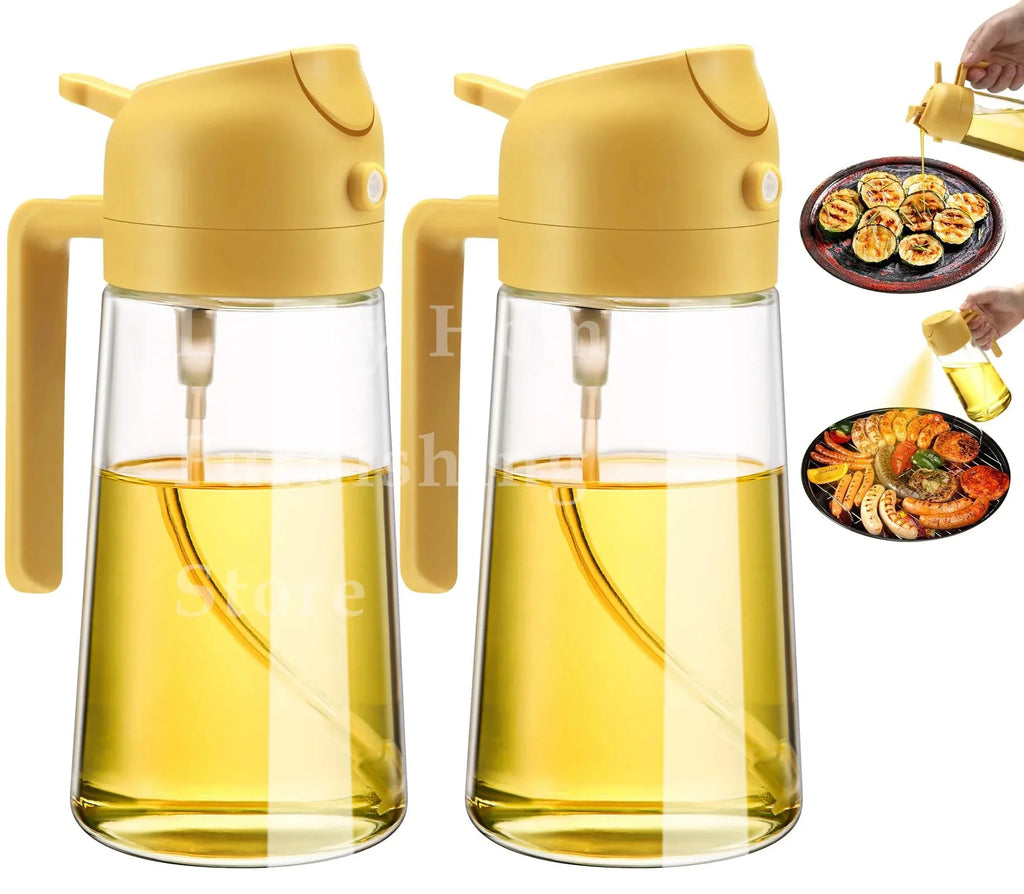 2 in 1 Oil Sprayer and Dispenser Bottle | Cooking Oil Spray Bottle for BBQ, Air Fryer, and Salad