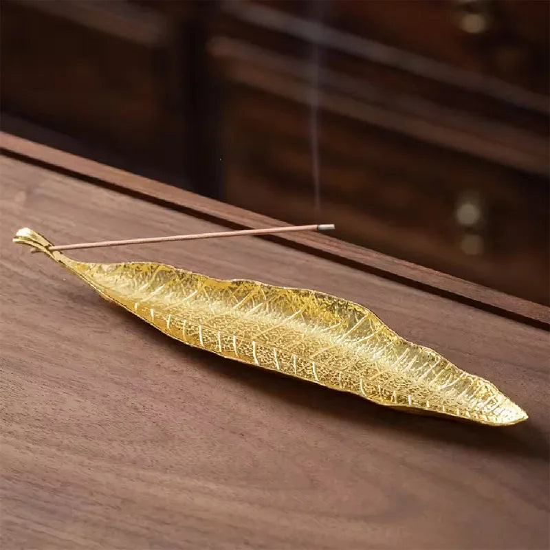 Incense Holder Ash Catcher | Long Leaf Design for Meditation and Home Decor
