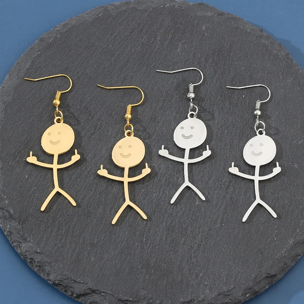 Funny Doodle Earrings for Women | Y2K Stainless Steel Character Studs
