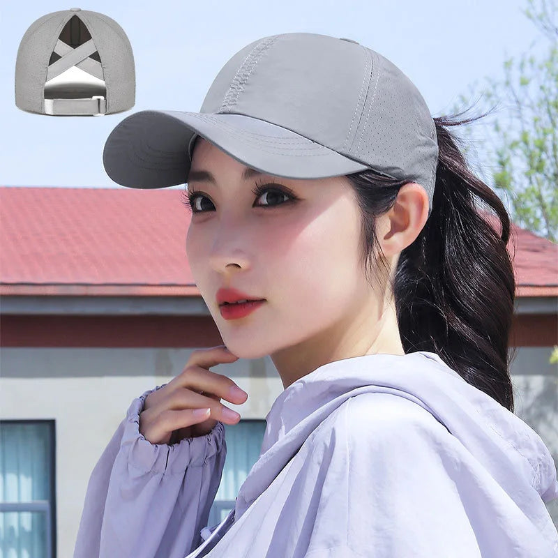 Women's High Ponytail Mesh Baseball Cap | Quick-Dry Breathable Sun Hat for Outdoor Sports