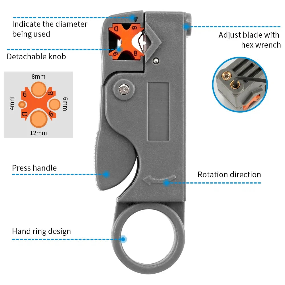 Stainless Steel Coax Cable Stripping Pliers | Adjustable Wire Stripper Tool