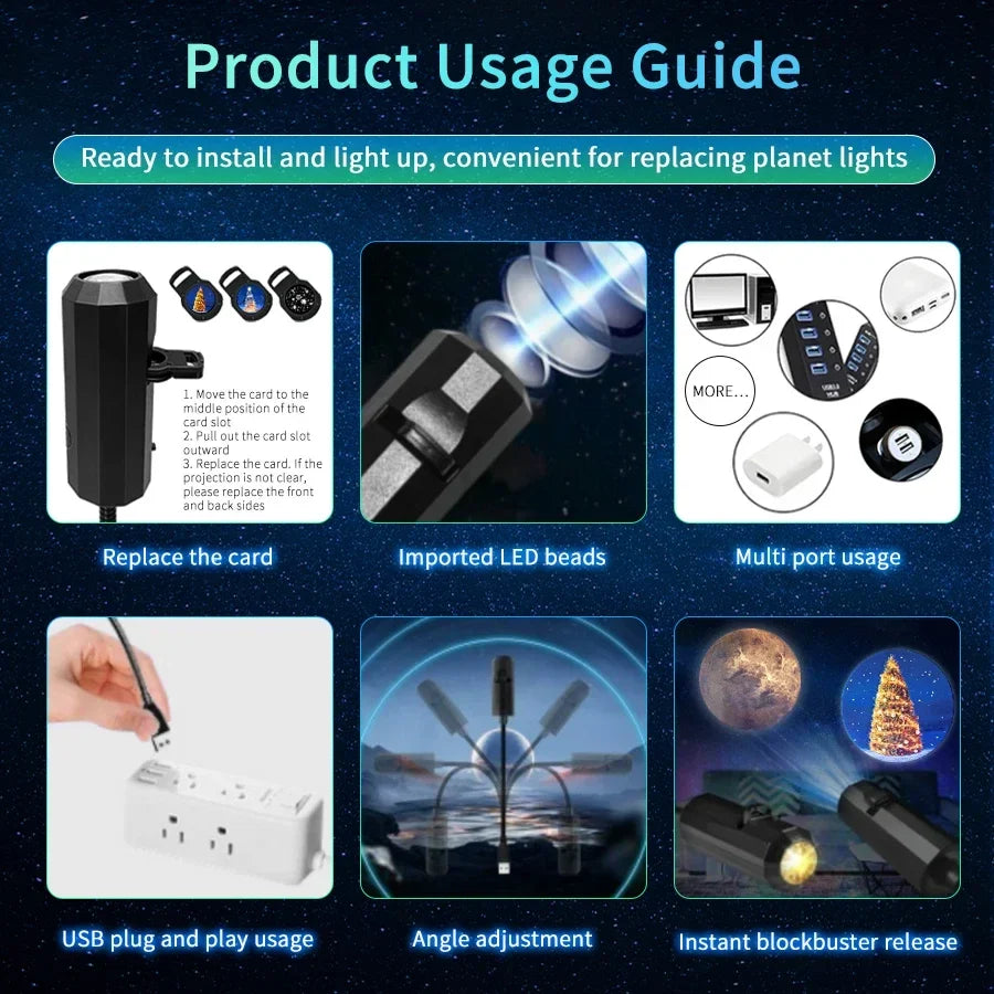 Moon Light Lamp | Projector Night Light for Ceiling Wall Mood Decoration