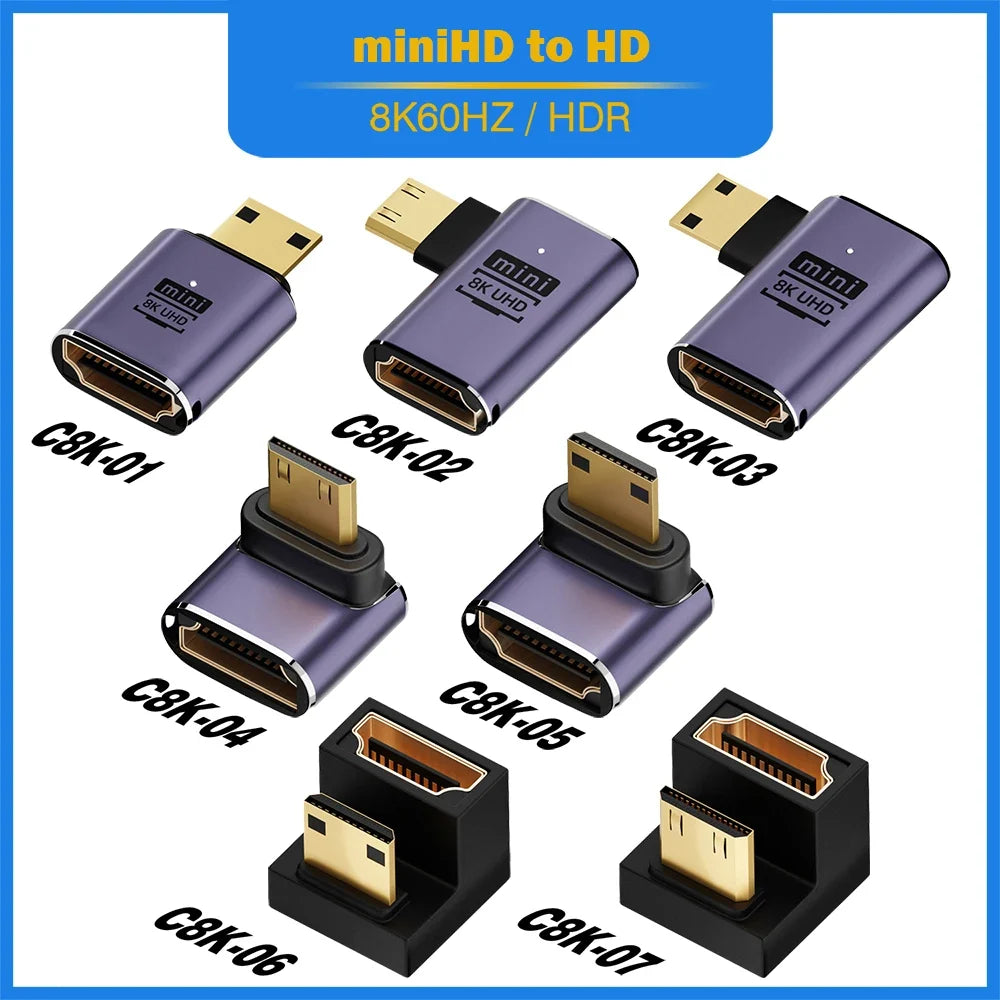 HDMI-Compatible Adapter | Mini and Micro HDMI to HDMI 2.1 Converter 48Gbps 8K60Hz 4K120Hz