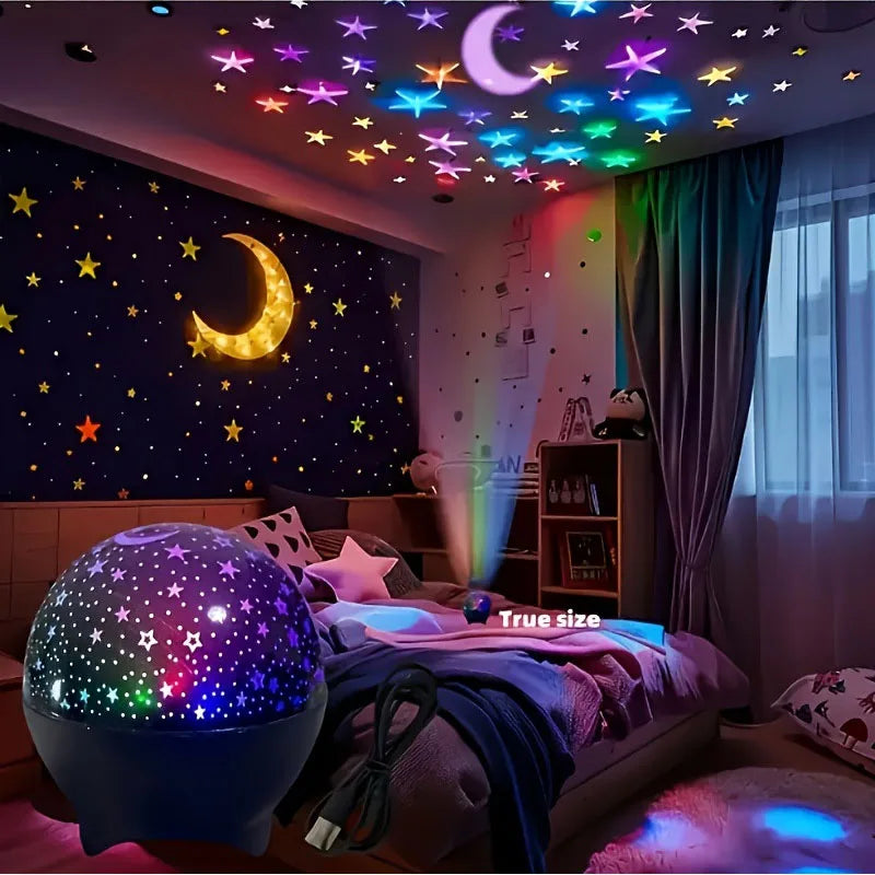 Star Projector Night Light for Kids | 360° Starry Sky Moon Atmosphere Lamp