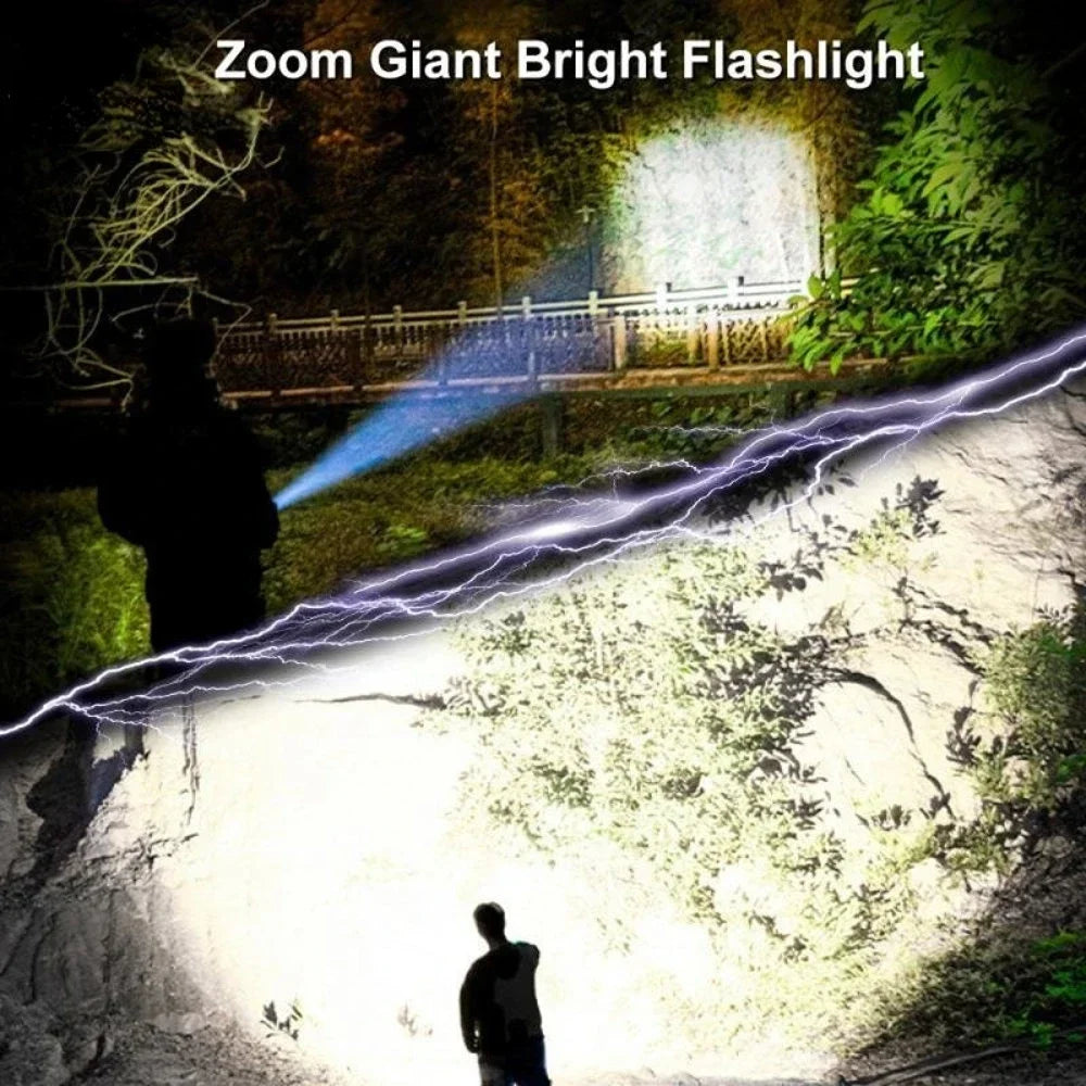 High Power LED Flashlight USB Rechargeable | Portable Zoomable Torch for Camping