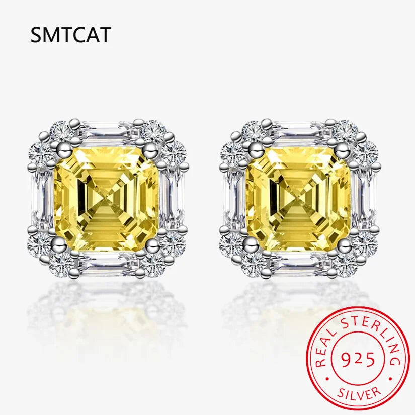 100% 925 Sterling Silver Citrine Stud Earrings | Fine Gemstone Jewelry