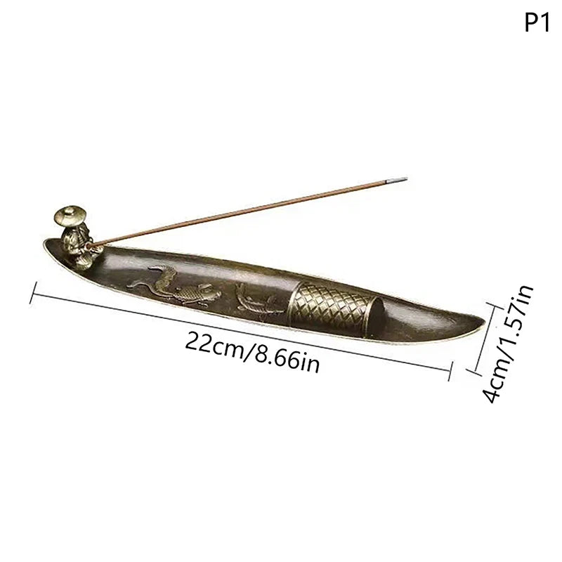 Traditional Japanese Incense Holder Old Men Fishing Boat Design | Aromatherapy Ornament for Home Decor
