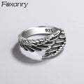 FOXANRY Silver Wings Ring | Vintage Hip Hop Couple Jewelry