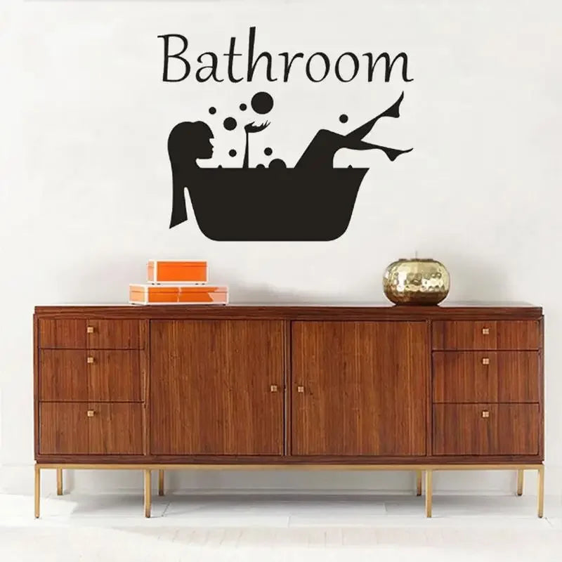 Detachable Girl and Woman Bathroom Sticker Art | Wash Room Decorative Wall Decal