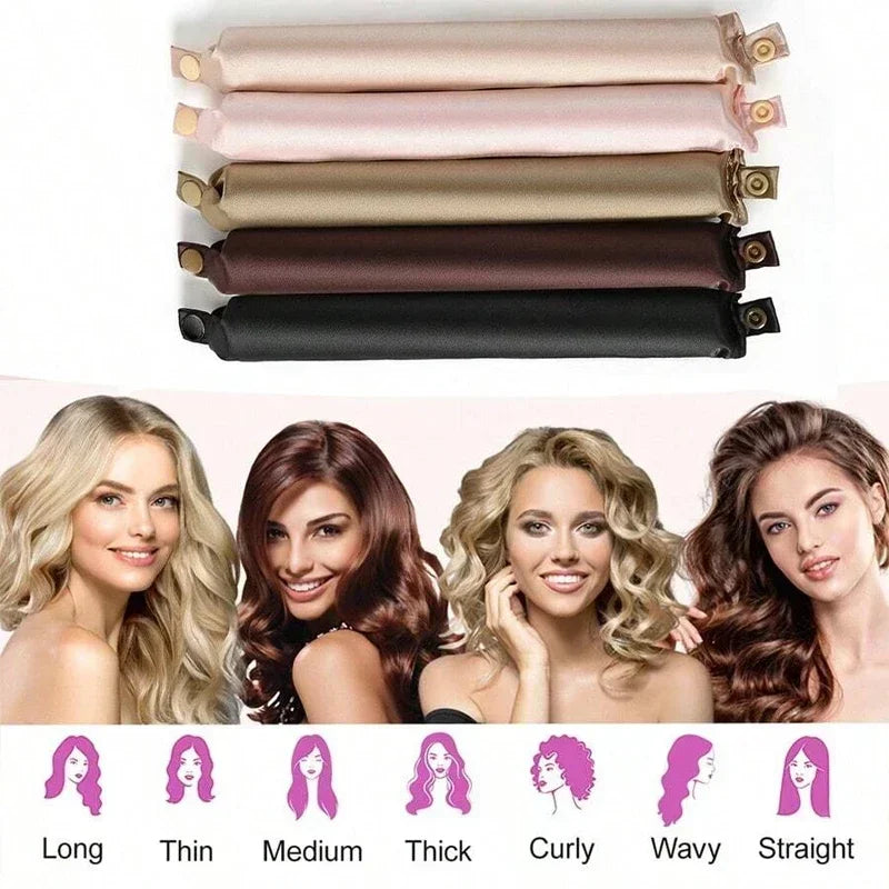 Satin Heatless Curling Rod Headband | No Heat Hair Curlers for Overnight Soft Curls