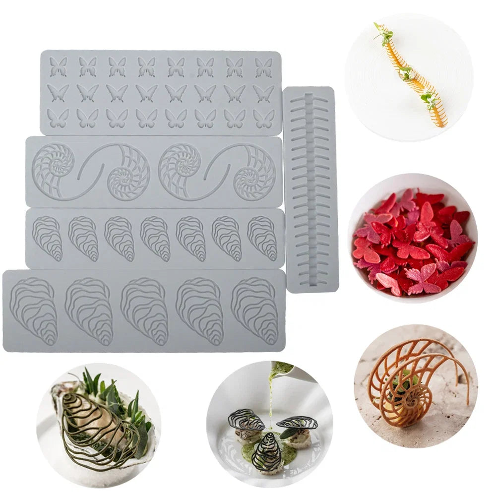 Fishbone Butterfly Geometric Lines Sugarcraft Silicone Pad | Lace Mat for Chocolate and Fondant