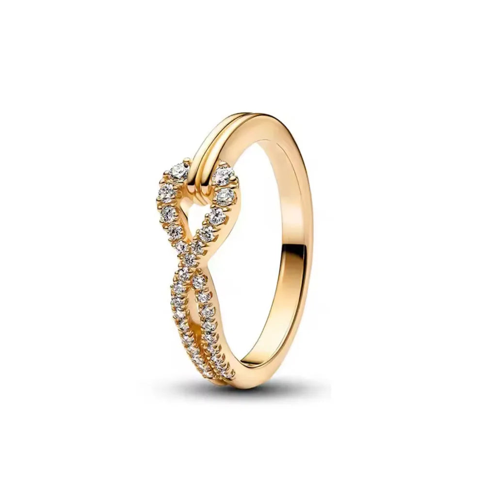 Sterling Silver Zircon Ring Set | Butterfly Snowflake Rose Design
