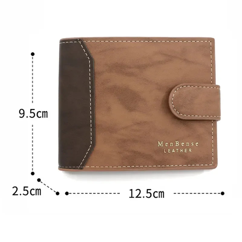 TRISJEM Slim Card Holder Wallet for Men | Short Frosted PU Leather 3-Fold