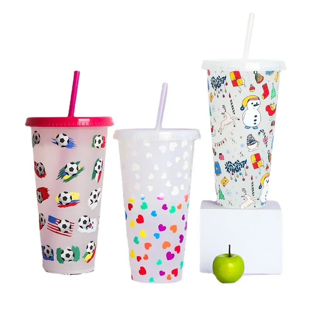 710ml Color Changing Cup with Straw | Reusable Magic Cold Water Bottle