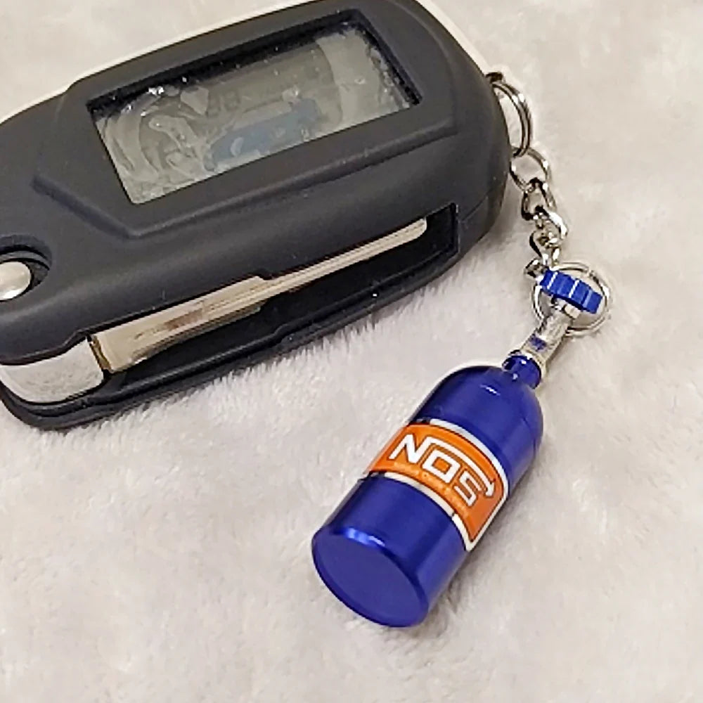 NOS Bottle Keychain Keyring | Metal Pill Box Stash Container for Car Keys