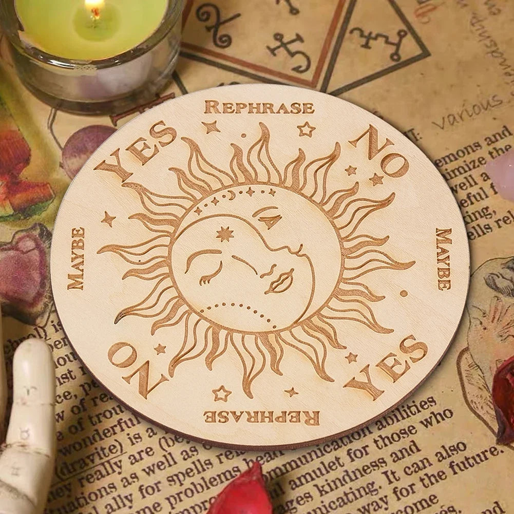 10cm Crystal Grid Wooden Display Board | Laser Engraved Spiritual Decor