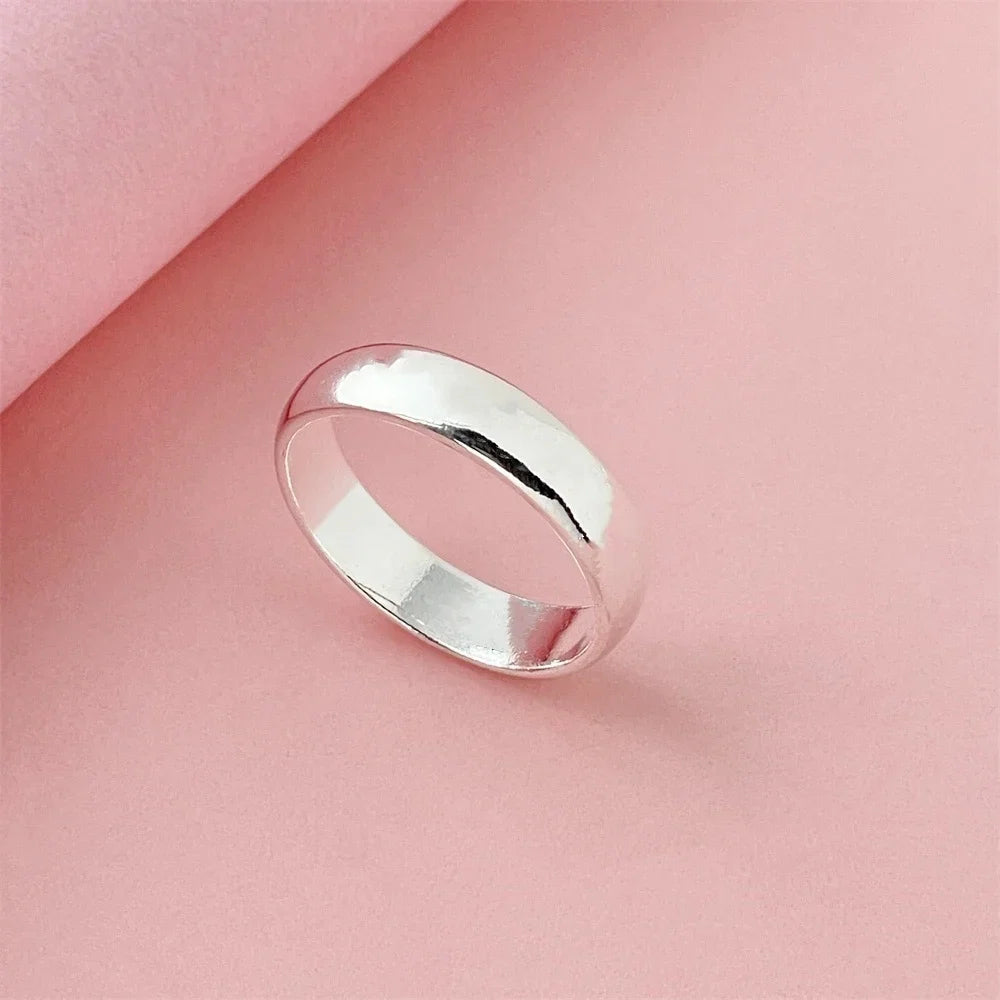 Classic 925 Sterling Silver Smooth Round Ring | Fine Wedding Band for Women