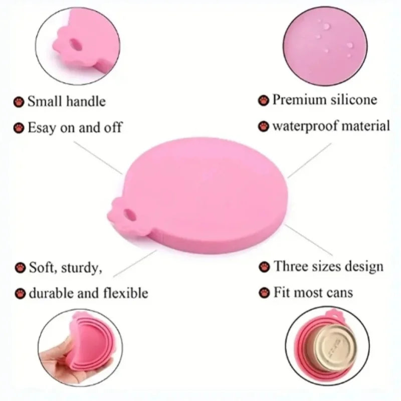 2PCS Reusable Silicone Pet Food Can Cover with Spoon | Airtight Can Lid for Dog and Cat Food Storage