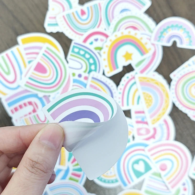 Rainbow Vinyl Stickers for Water Bottles Laptop Cup Phone | 50 Pack Cute Decals