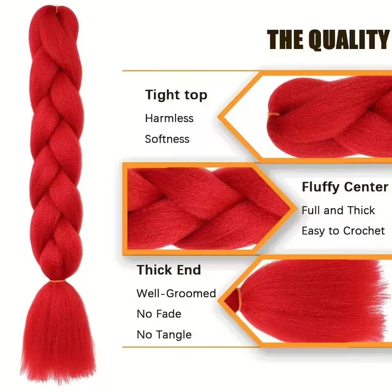 24-Inch Jumbo Box Braiding Hair Extensions | Yaki Straight Synthetic Dreadlocks