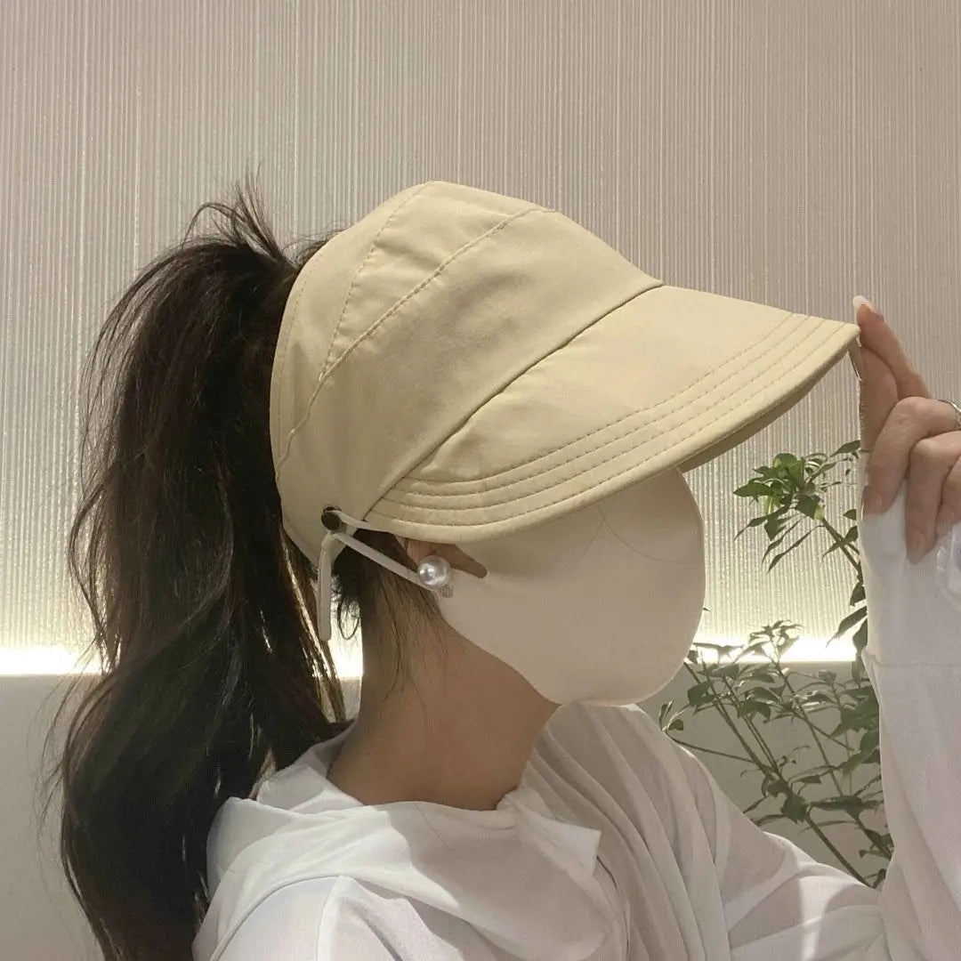 Foldable Women's Sun Hat with Wide Brim and Breathable Top | Ponytail-Friendly Design