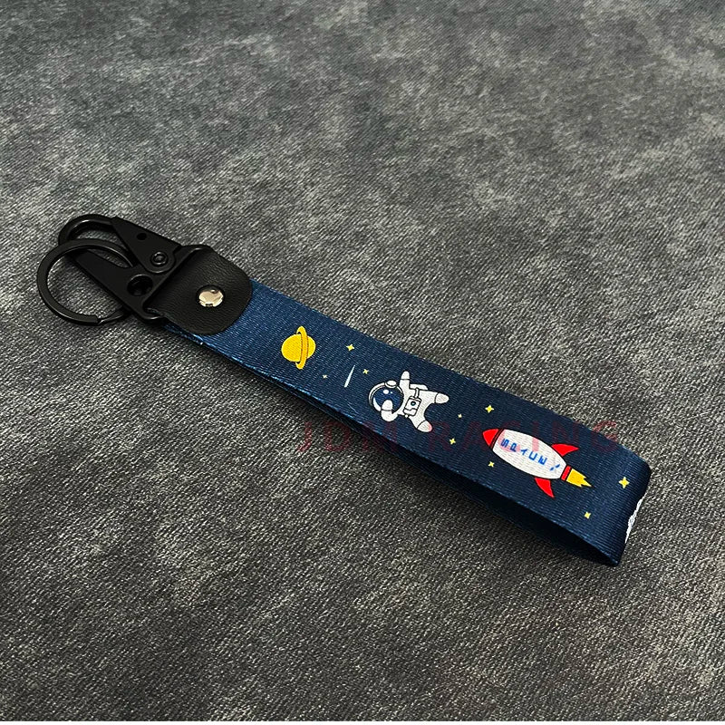 Nylon Key Strap Embroidery Lanyard | JDM Racing Car Keychain