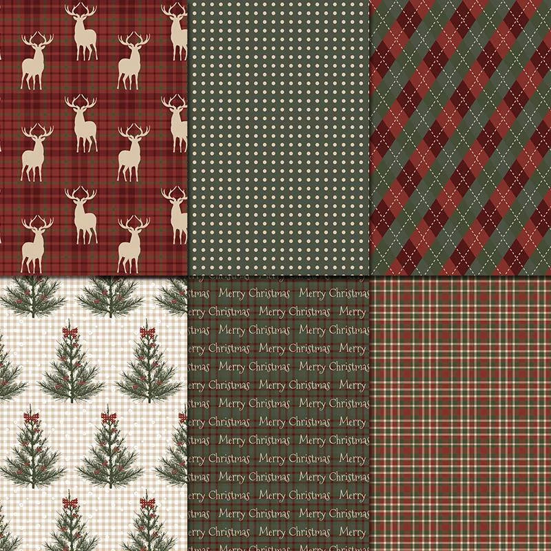 Vintage Merry Christmas Scrapbook Paper Pack | 24 Sheets Single-Sided Junk Journaling Craft Paper