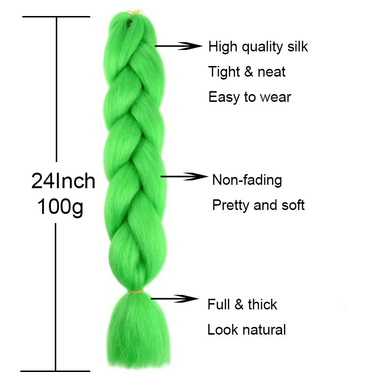 Synthetic 24Inch Jumbo Braids Extensions | Long Yaki Straight Braiding Hair Afro Ombre Color Hair for Women